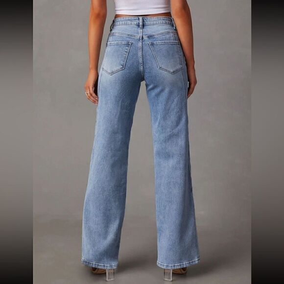 NWT Commense Vintage Denim Straight Wide Leg Pants Jeans Size 2 - Picture 2 of 4